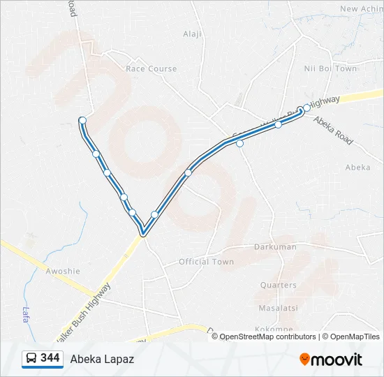 344 Bus Line Map
