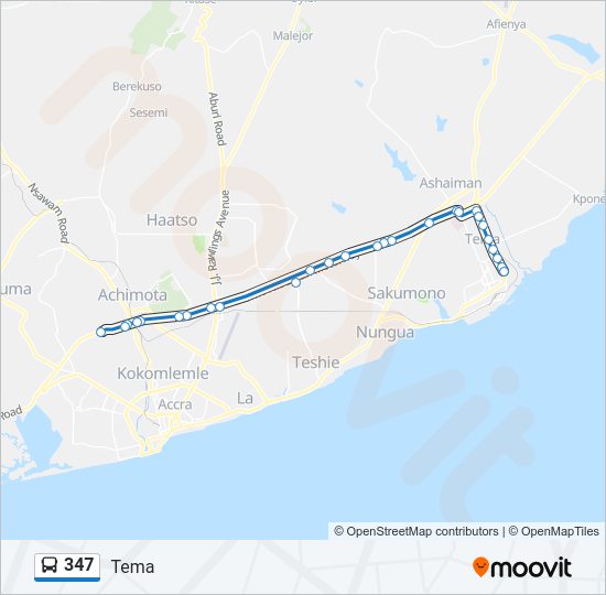 347 bus Line Map