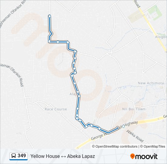 349 Bus Line Map