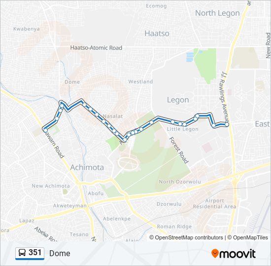 351 bus Line Map