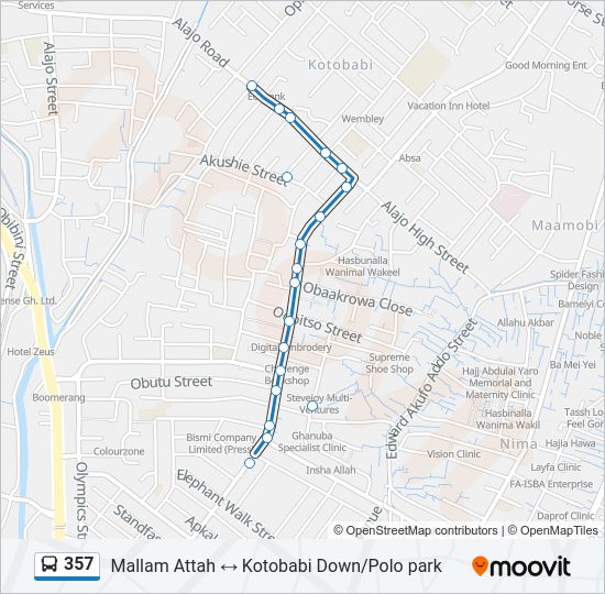 357 bus Line Map