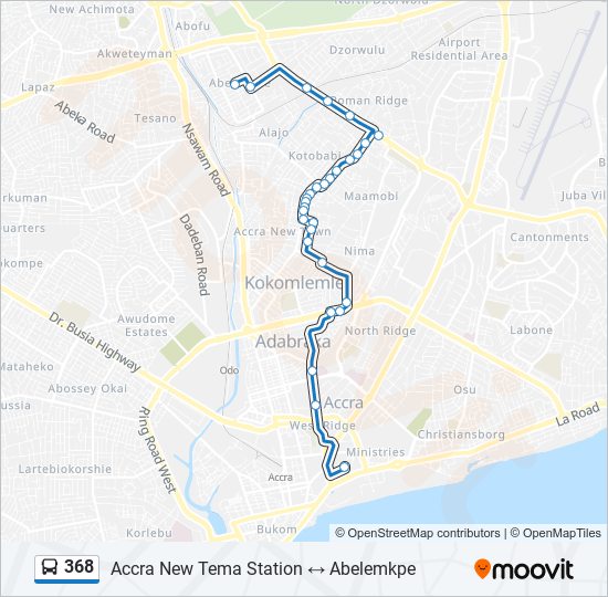 368 bus Line Map