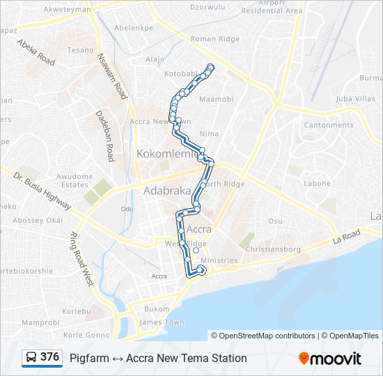 376 bus Line Map