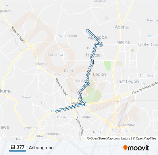 377 bus Line Map