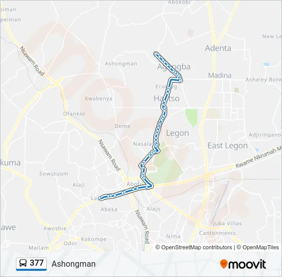 377 Bus Line Map
