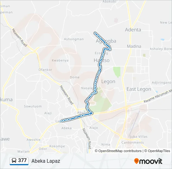 377 Bus Line Map