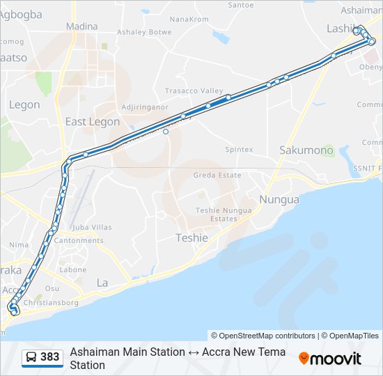 383 Bus Line Map