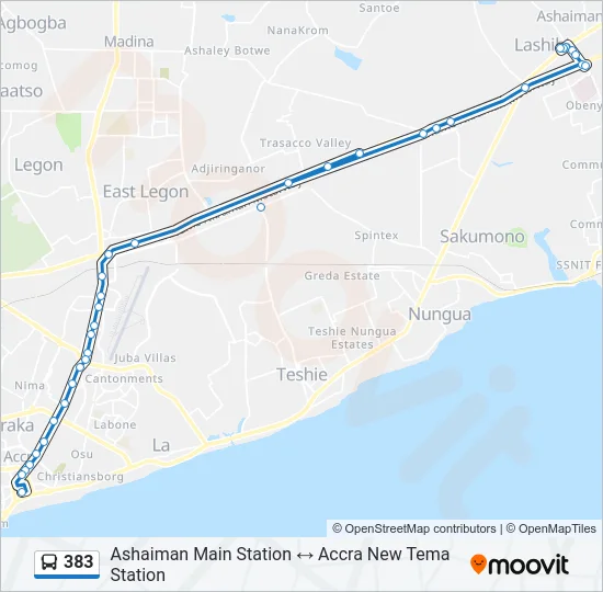 383 Bus Line Map