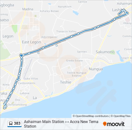 383 bus Line Map