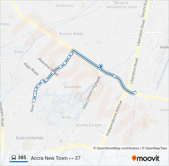 385 Bus Line Map