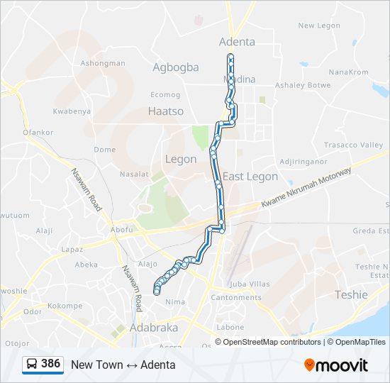 386 Bus Line Map