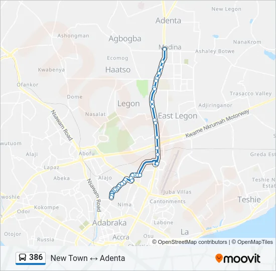 386 Bus Line Map
