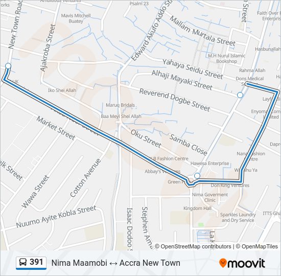 391 Bus Line Map