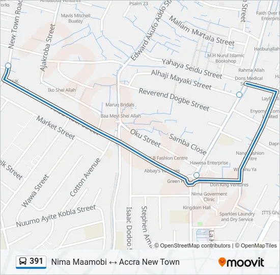 391 Bus Line Map