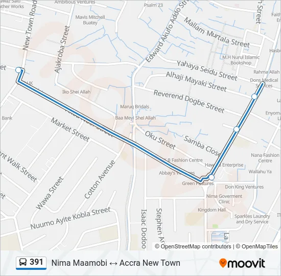391 Bus Line Map