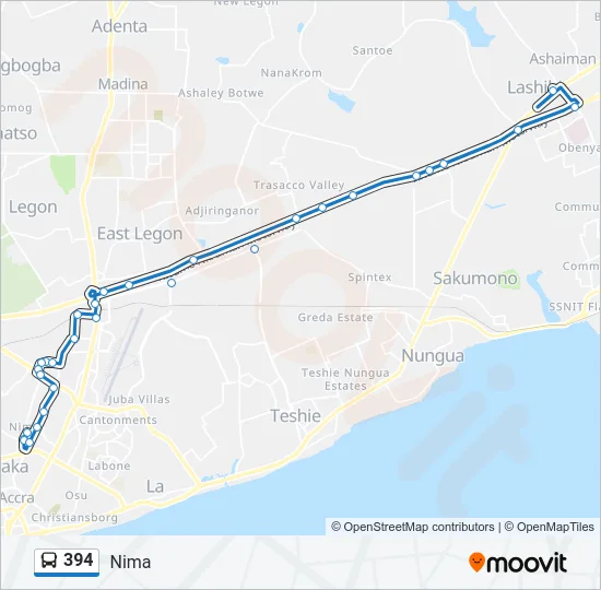 394 Bus Line Map