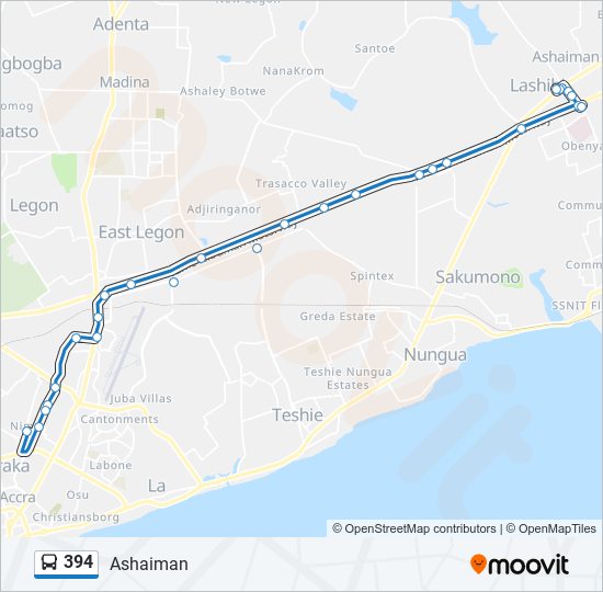 394 bus Line Map