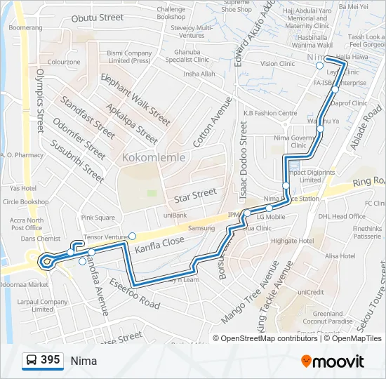 395 Bus Line Map