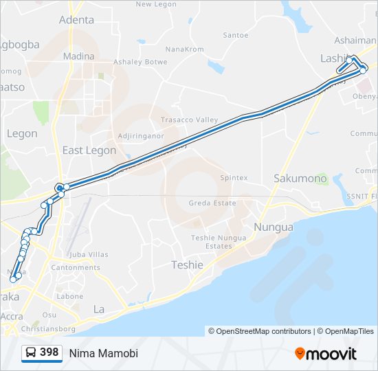 398 Bus Line Map