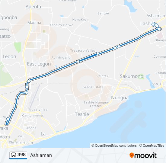 398 Bus Line Map