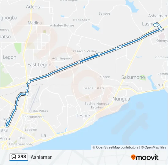 398 Bus Line Map