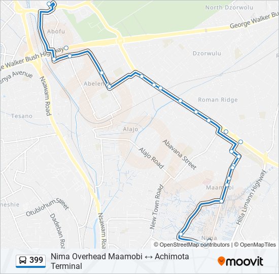 399 bus Line Map