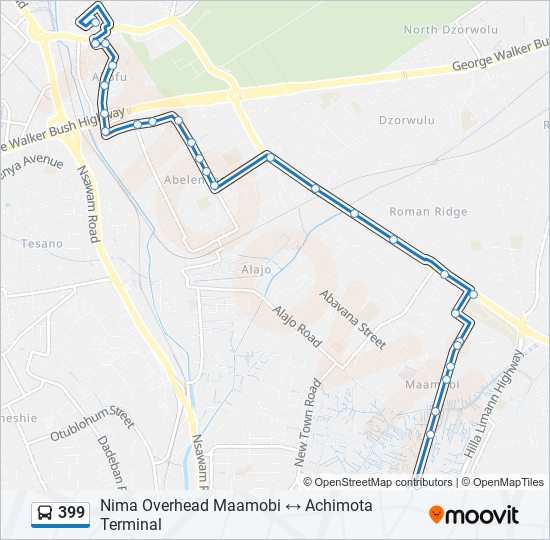 399 bus Line Map