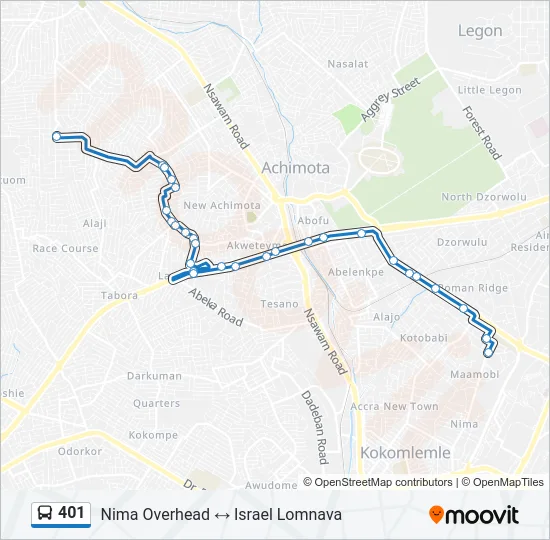 401 Bus Line Map