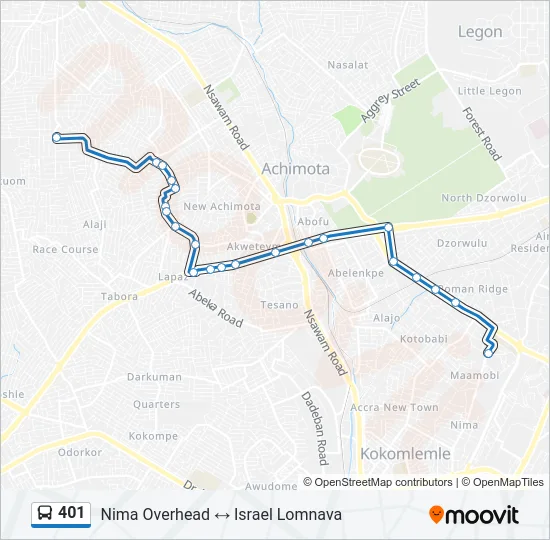 401 Bus Line Map