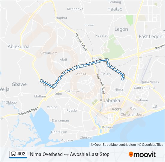 402 bus Line Map