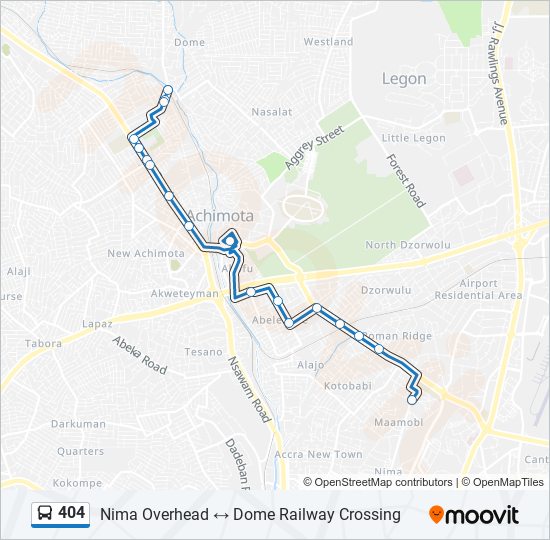 404 bus Line Map