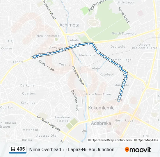 405 Bus Line Map