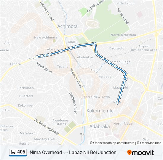 405 bus Line Map