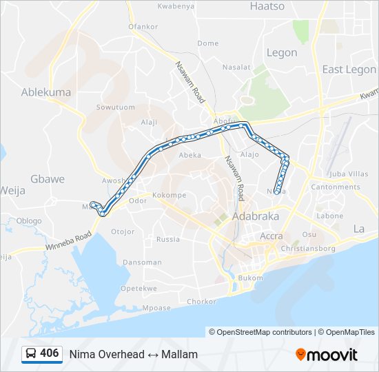 406 Bus Line Map