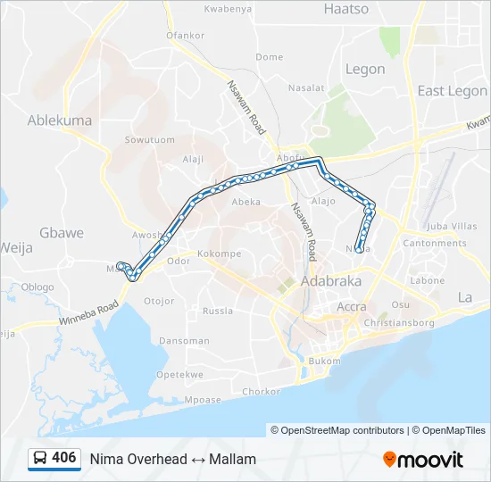 406 Bus Line Map