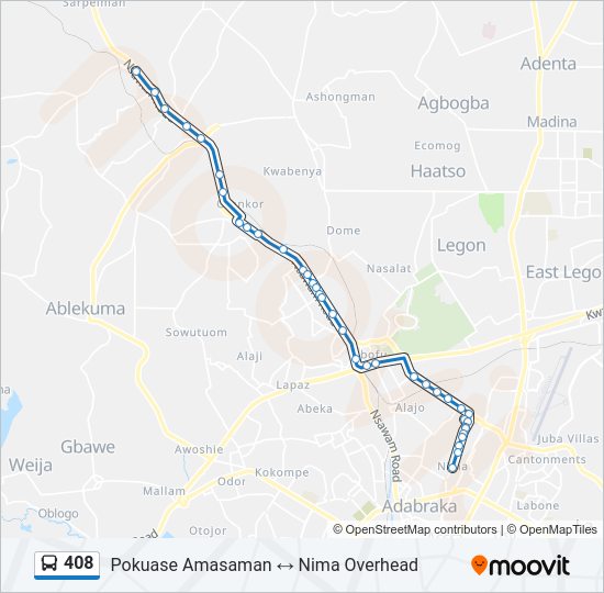 408 Bus Line Map