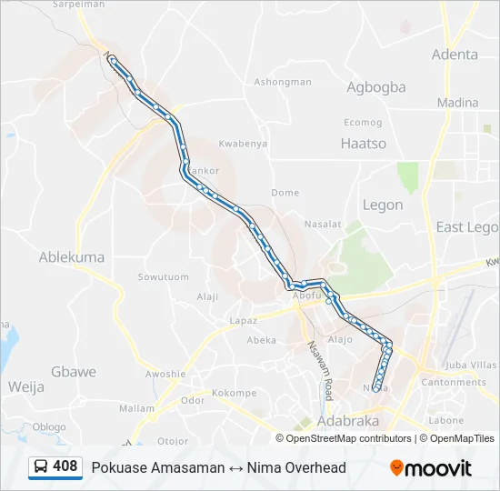 408 Bus Line Map