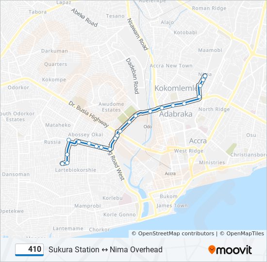 410 bus Line Map