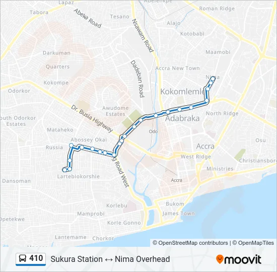 410 Bus Line Map