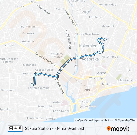 410 Bus Line Map