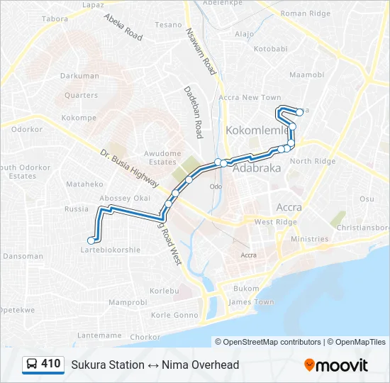 410 Bus Line Map