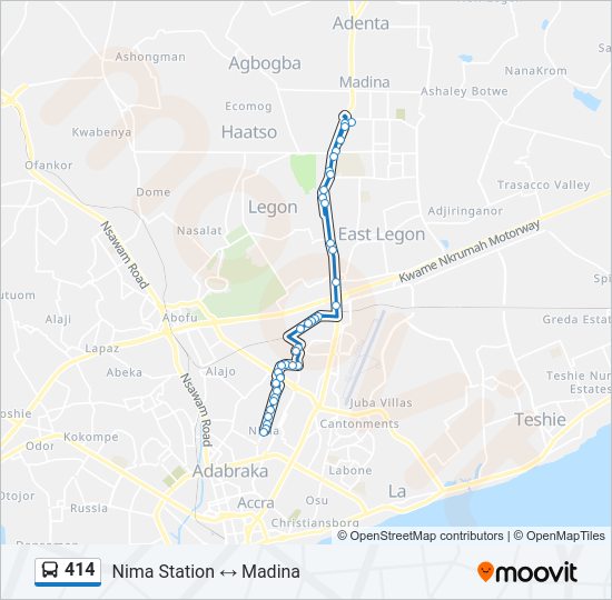 414 Bus Line Map