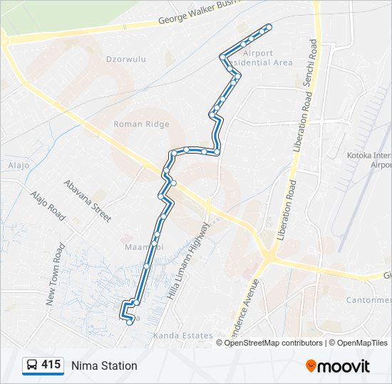 415 bus Line Map