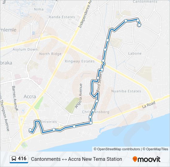 416 bus Line Map