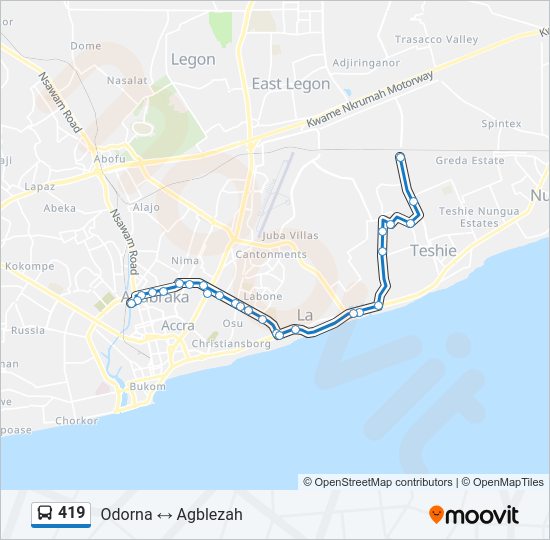 419 Bus Line Map