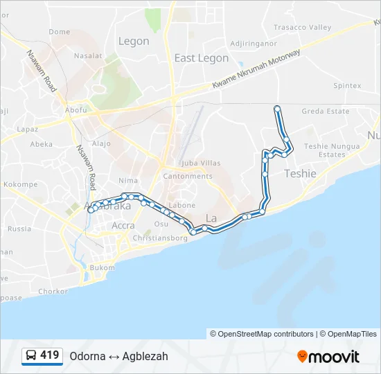 419 Bus Line Map