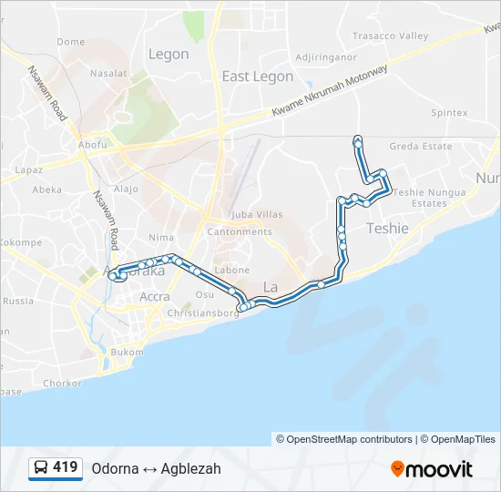419 Bus Line Map