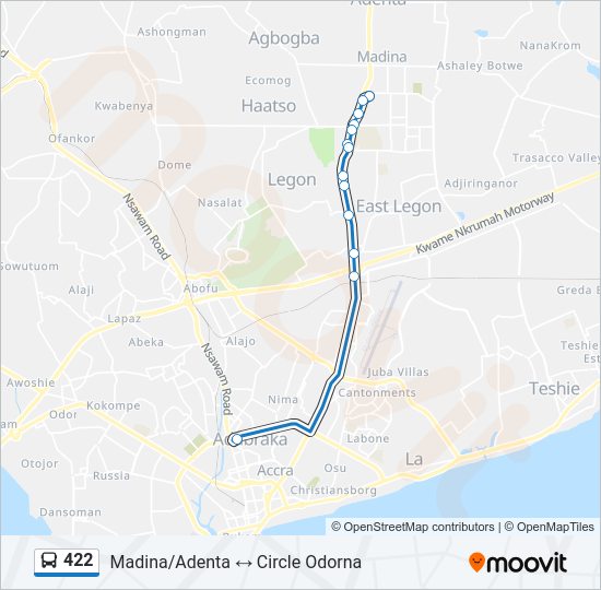 422 bus Line Map