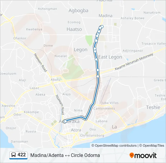 422 Bus Line Map