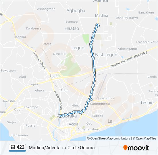 422 bus Line Map